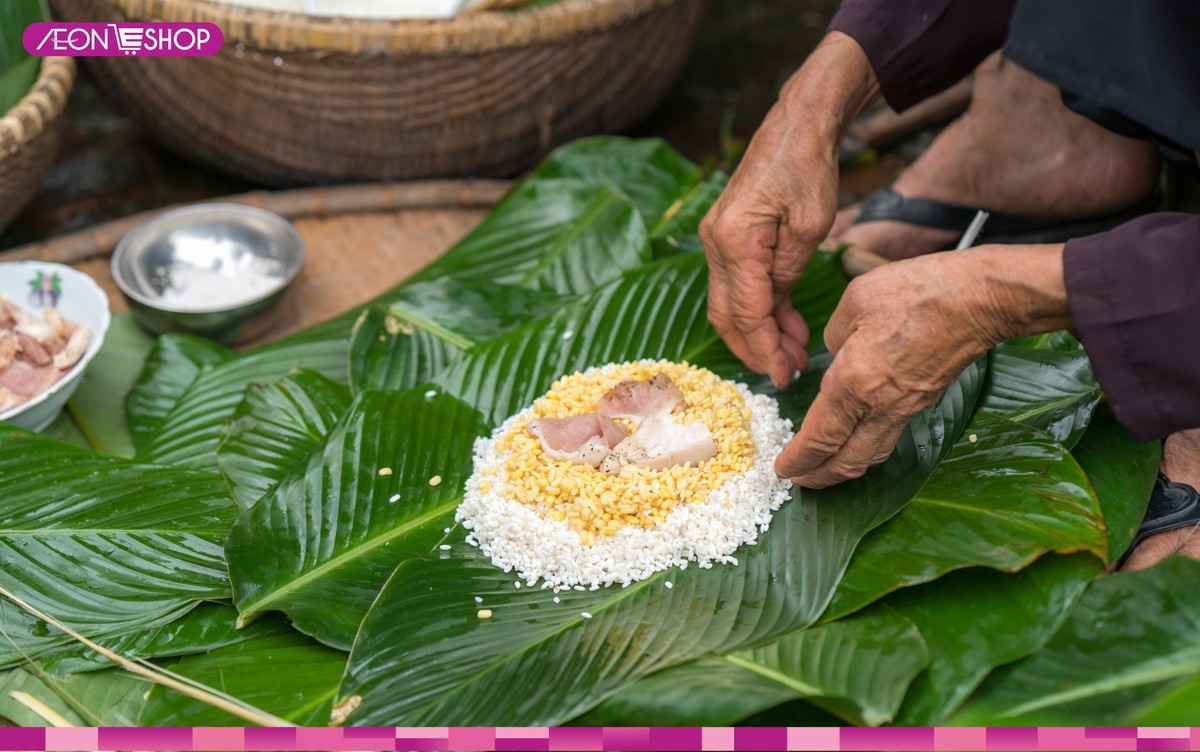 Các bước gói bánh chưng