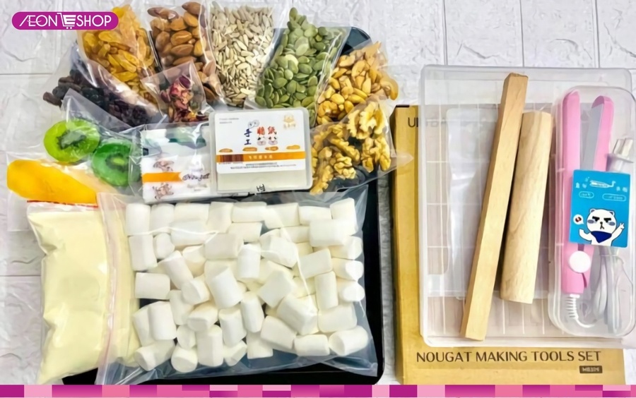 Nguyên liệu làm kẹo Nougat bằng Marshmallow