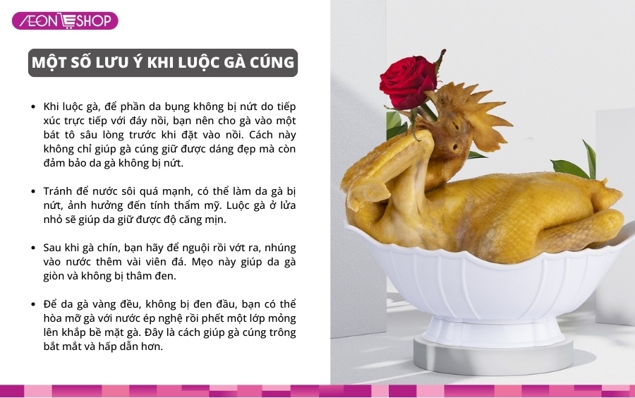 Lưu ý trong cách luộc gà cúng