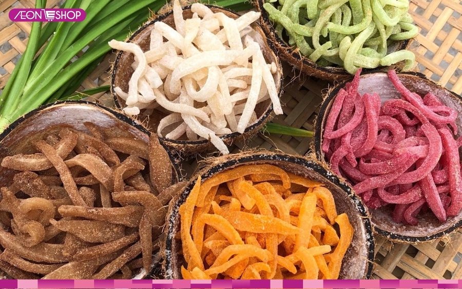 Cách làm mứt dừa ngũ sắc