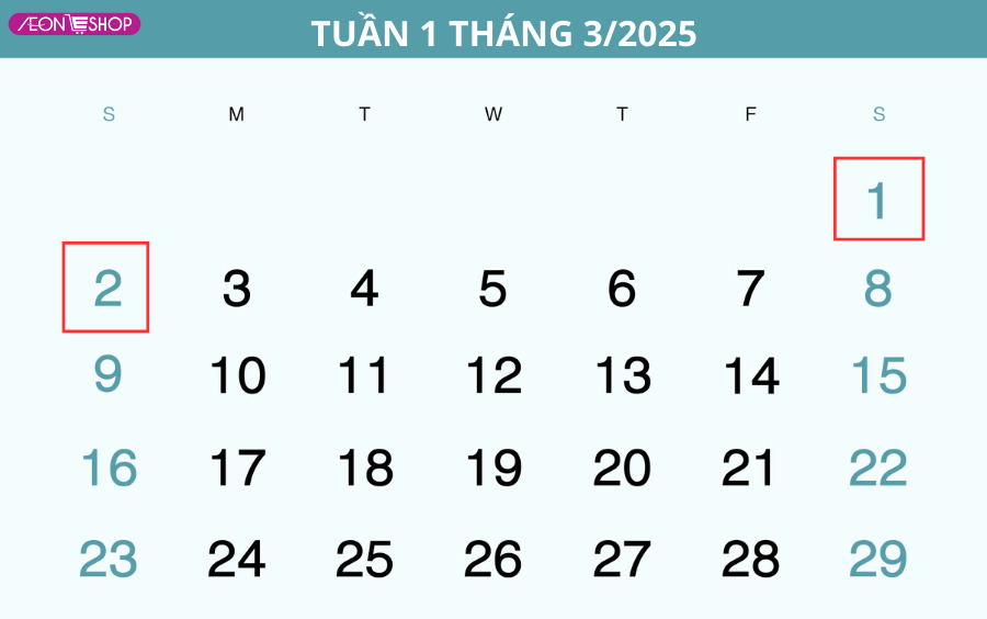 Lịch cắt tóc tuần 1 tháng 3/2025