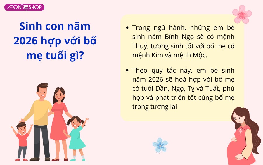 Em bé sinh năm 2026 hợp với bố mẹ tuổi gì