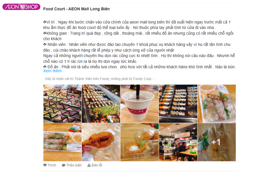 Aeon mall có gì ăn