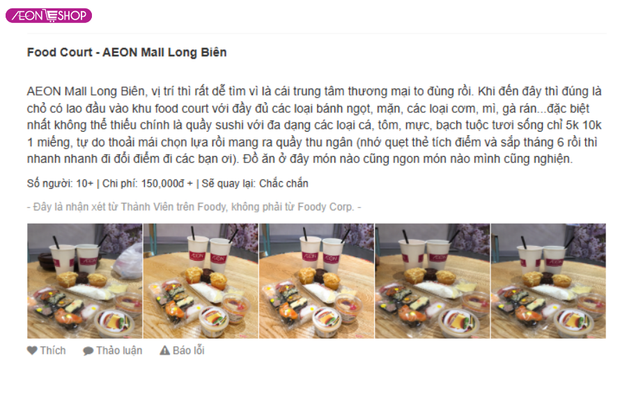 Aeon mall có gì ăn