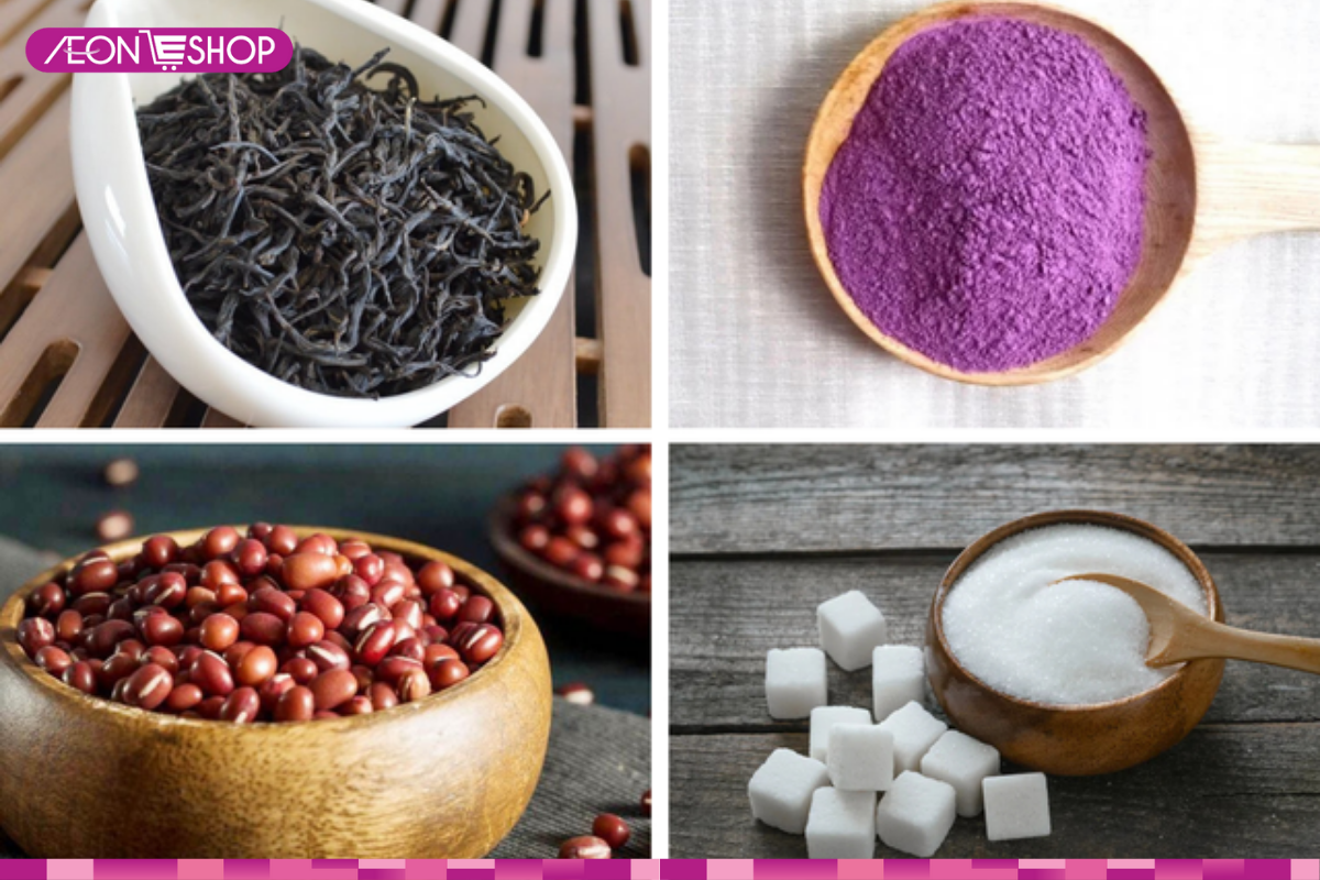 nguyên liệu nấu trà sữa khoai môn đậu đỏ