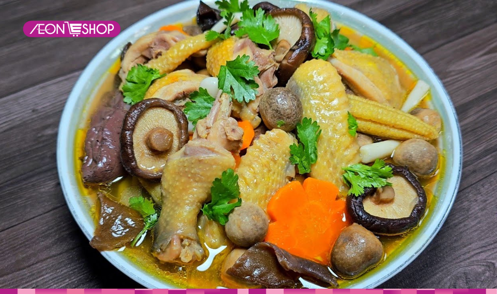 Gà hầm nấm