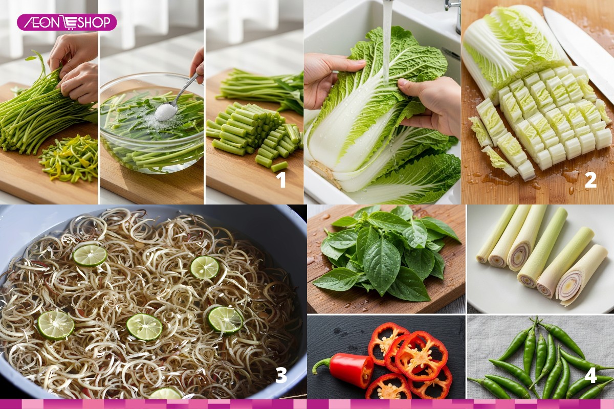 Sơ chế nguyên liệu làm lẩu gà chanh ớt