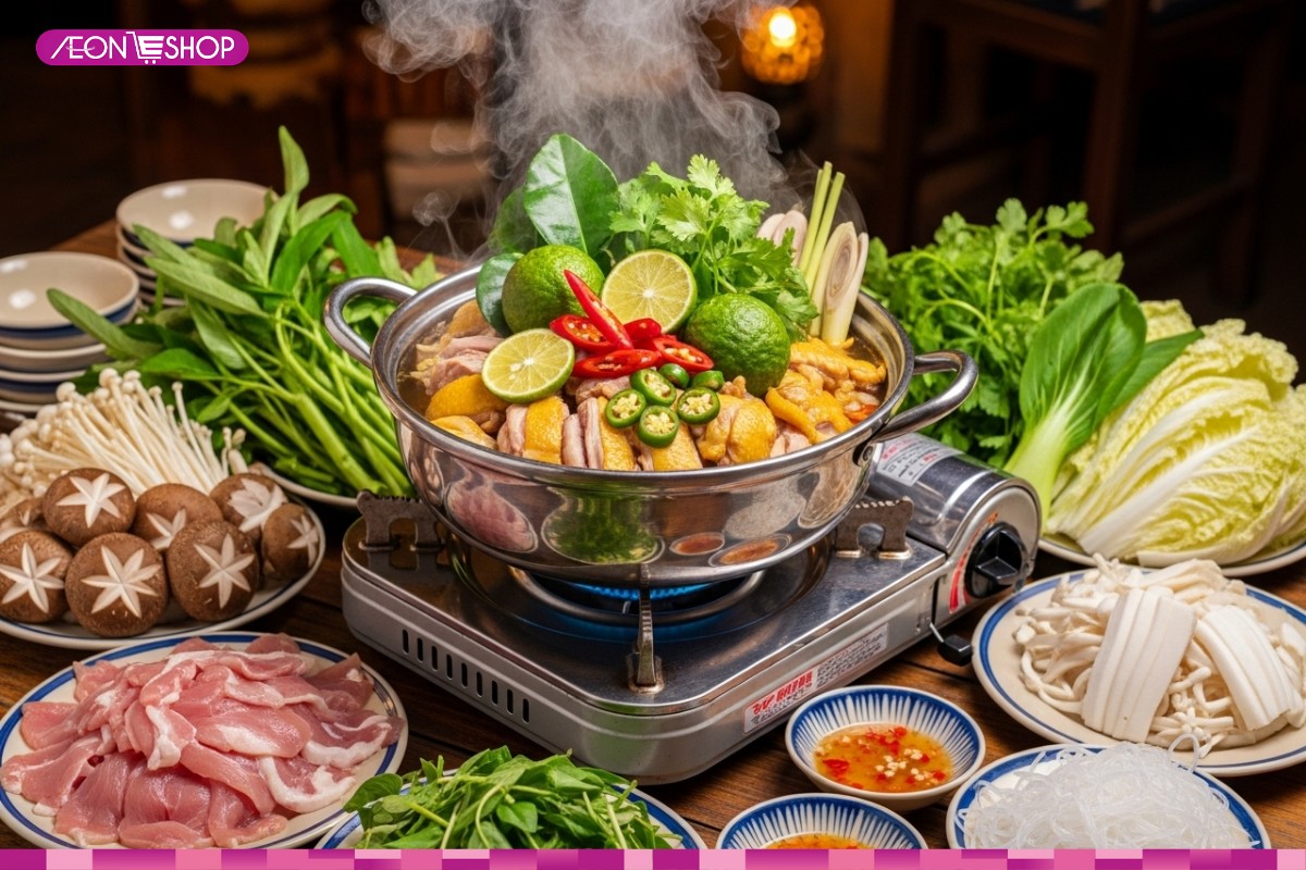 Nấu lẩu gà chanh ớt