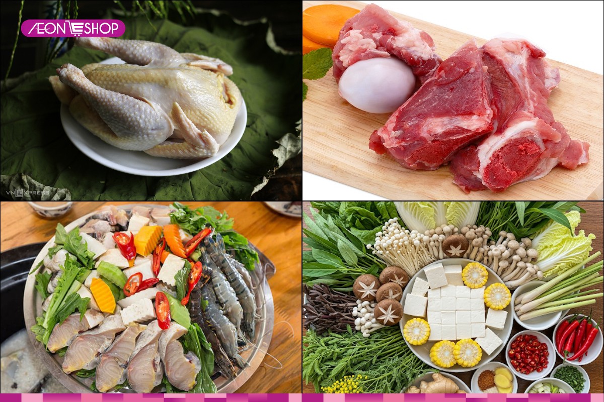 Nguyên liệu làm lẩu gà thập cẩm