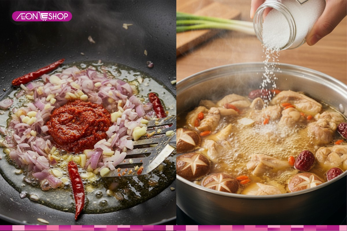Nấu nước lẩu gà thập cẩm