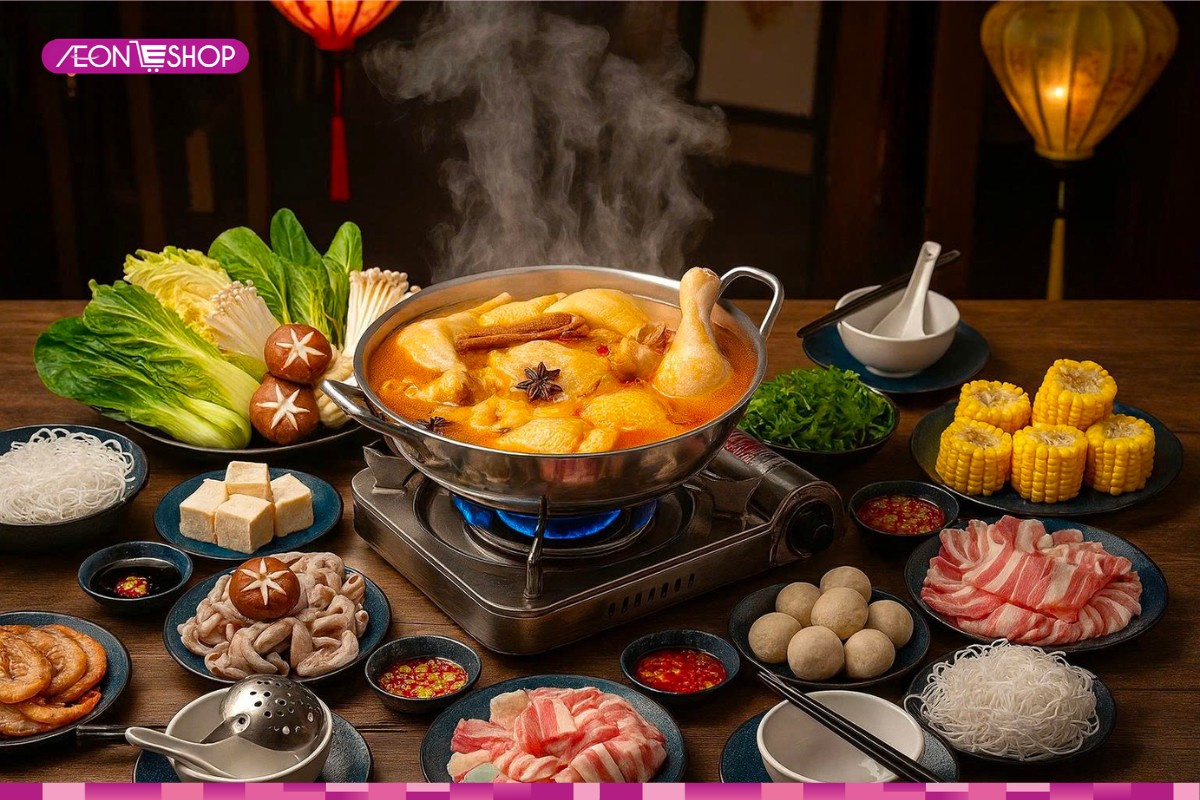 Hoàn thiện món lẩu gà thập cẩm