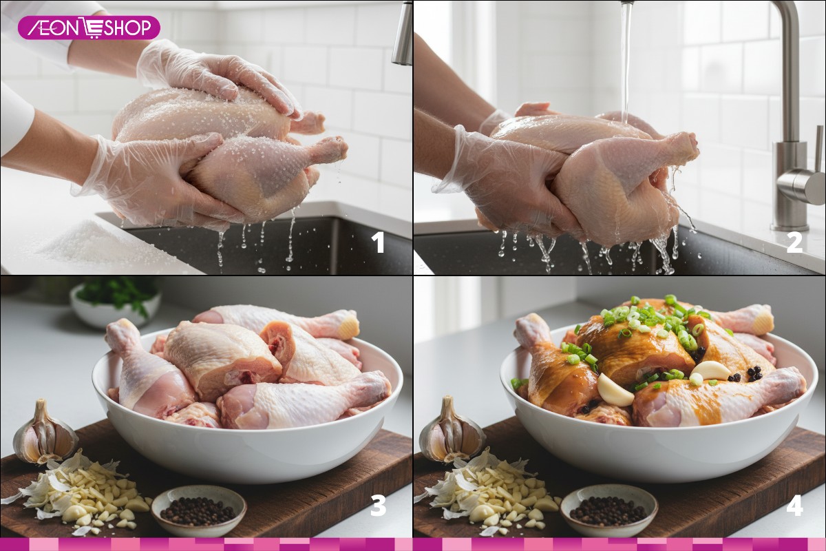 Sơ chế và ướp thịt gà