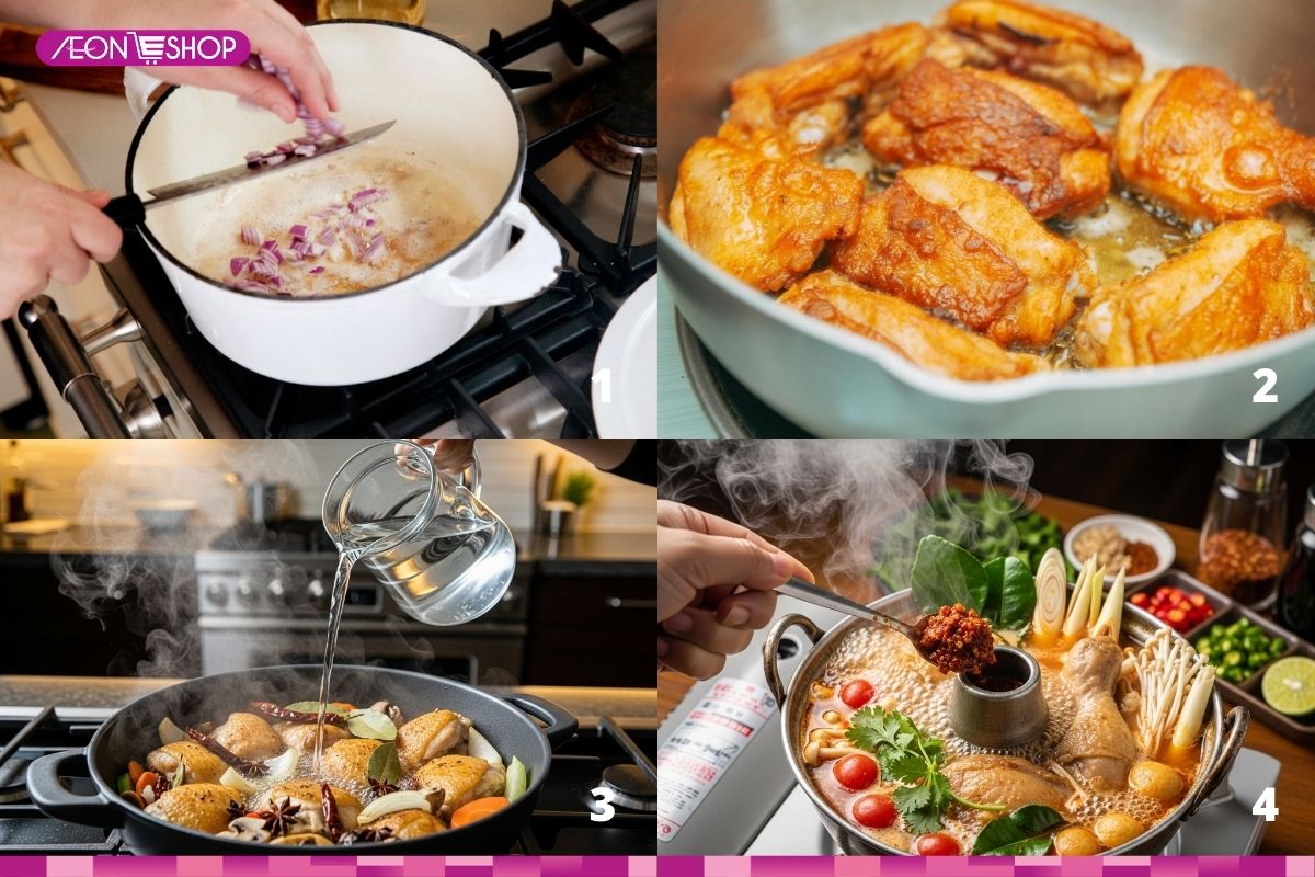 Cách nấu lẩu gà Thái chua cay 