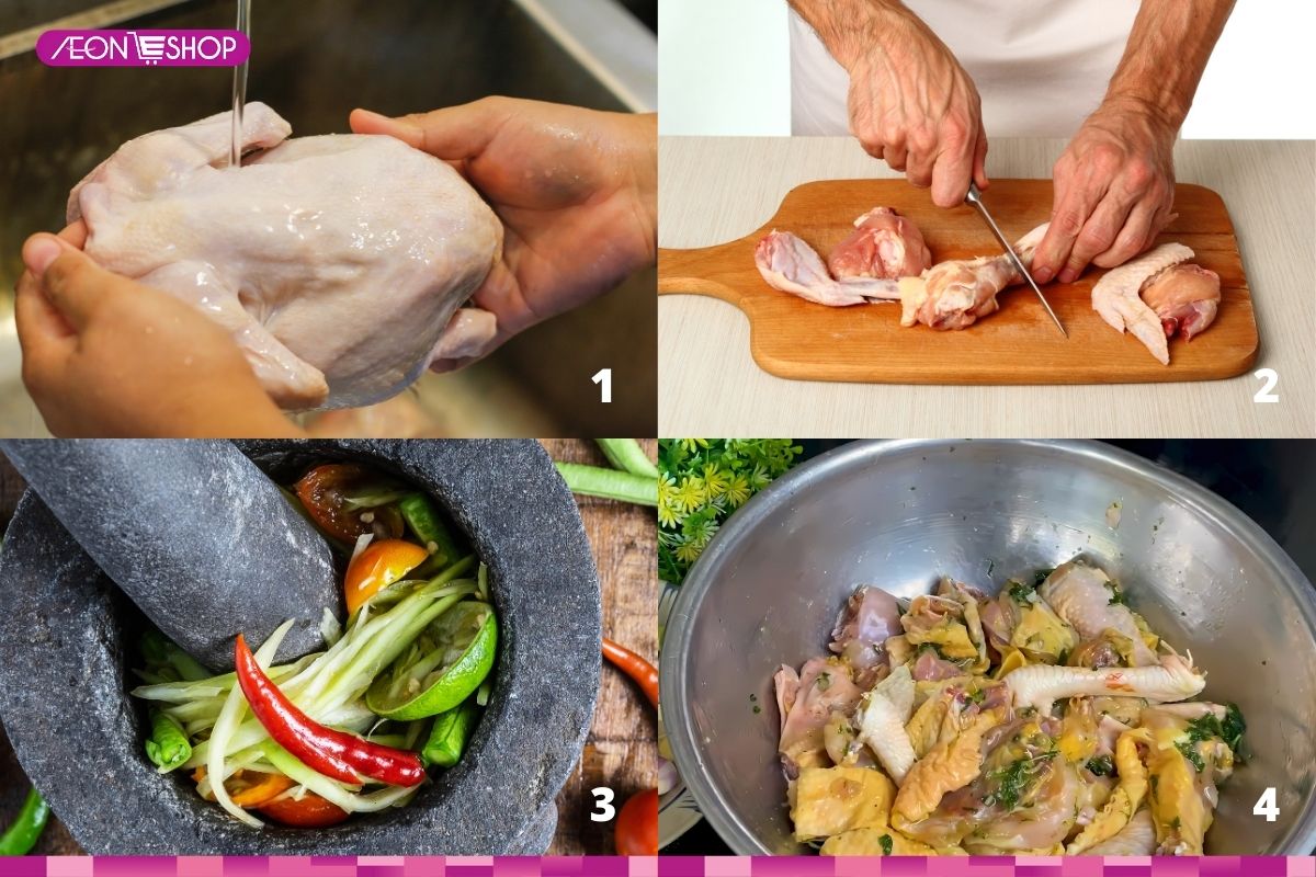 Sơ chế và ướp thịt gà