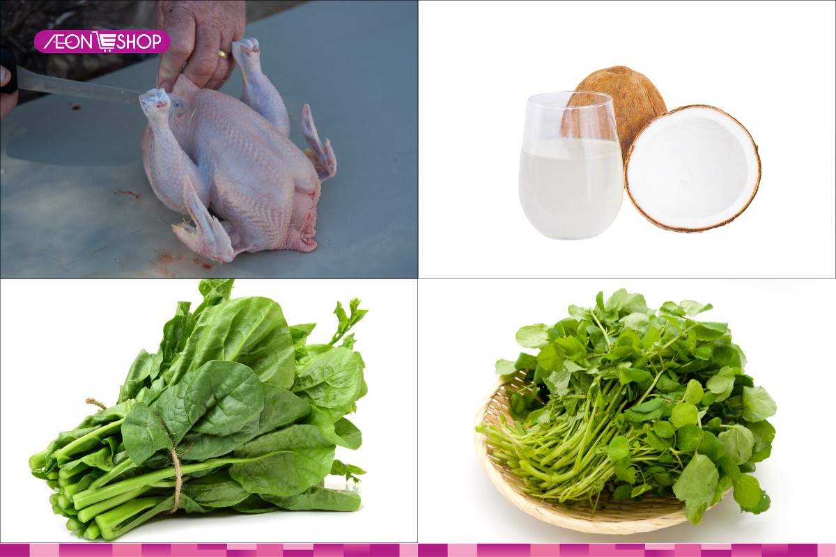 Nguyên liệu làm lẩu gà nước dừa 