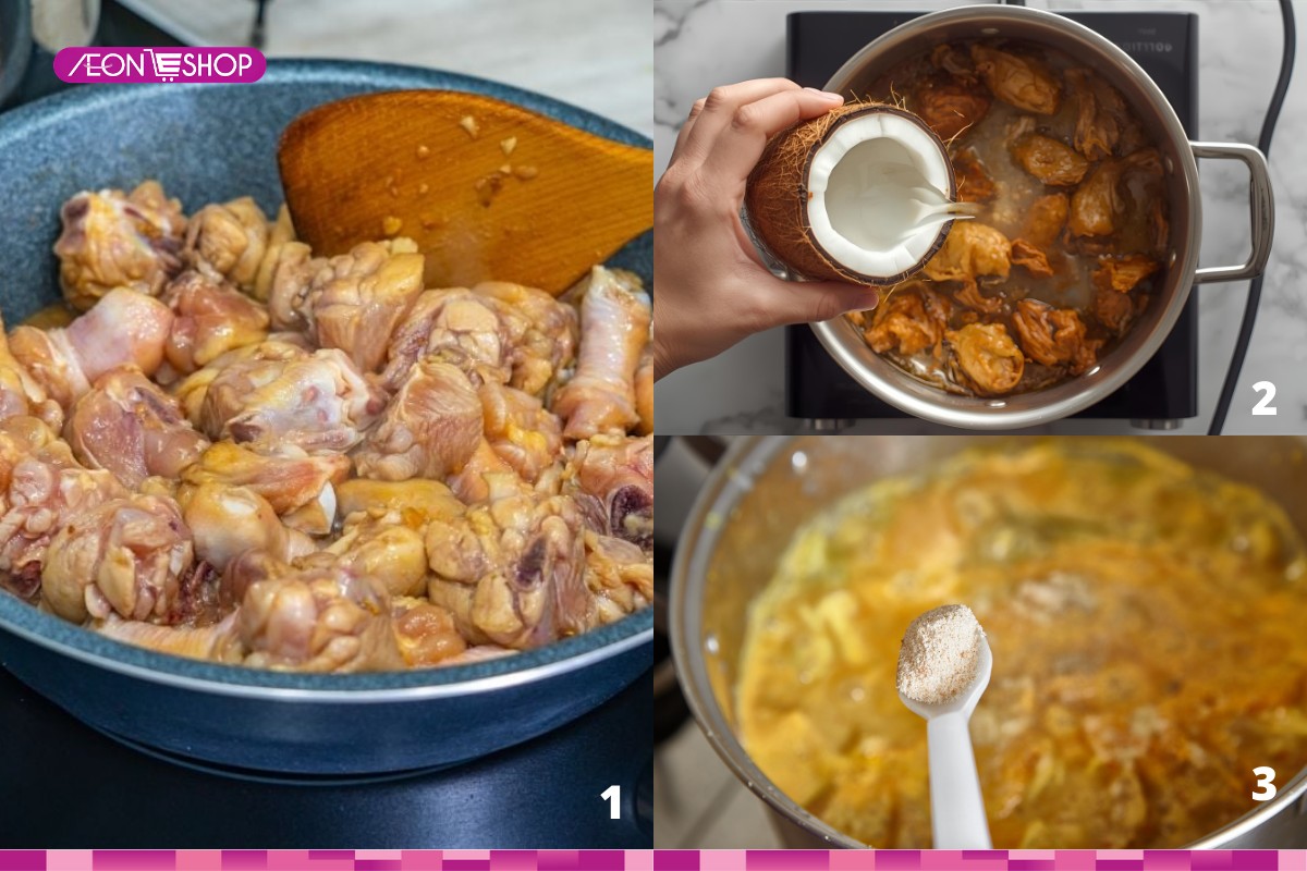 Nấu nước lẩu gà nước dừa 