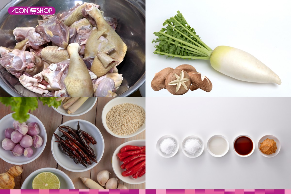 Nguyên liệu nấu lẩu gà nòi 