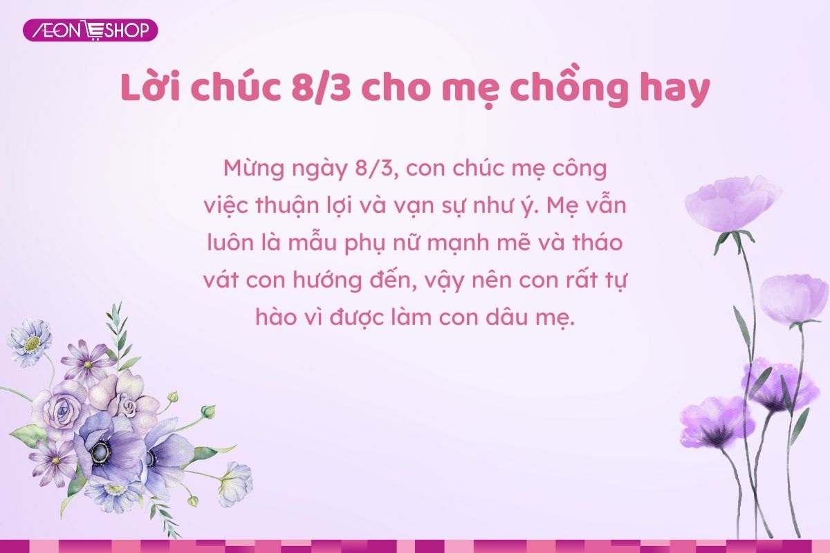 Lời chúc 8/3 cho mẹ chồng hay và ý nghĩa
