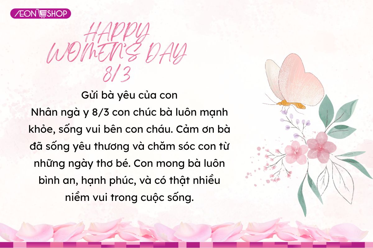 Lời chúc 8/3 cho bà ý nghĩa