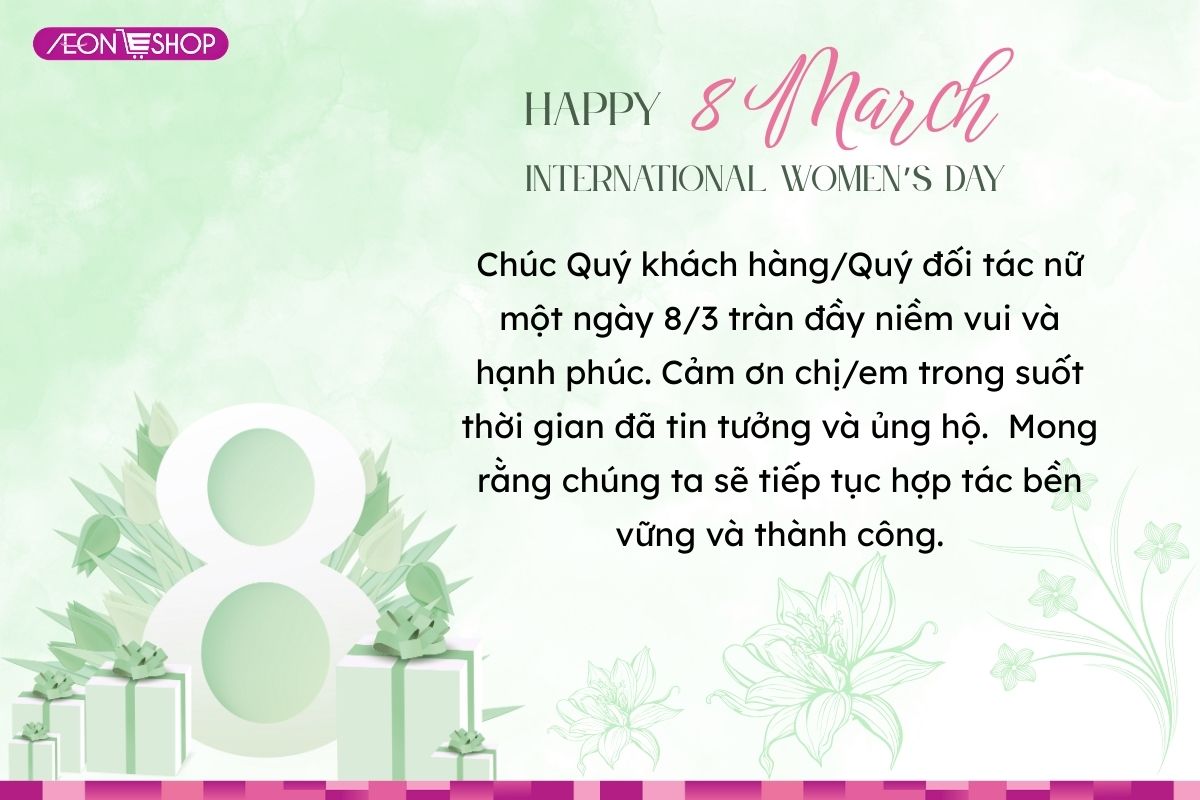 Lời chúc ngày 8/3 cho đối tác ý nghĩa