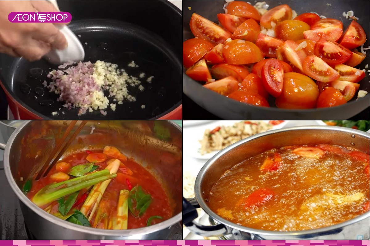 Nấu nước dùng lẩu cá bớp chua cay